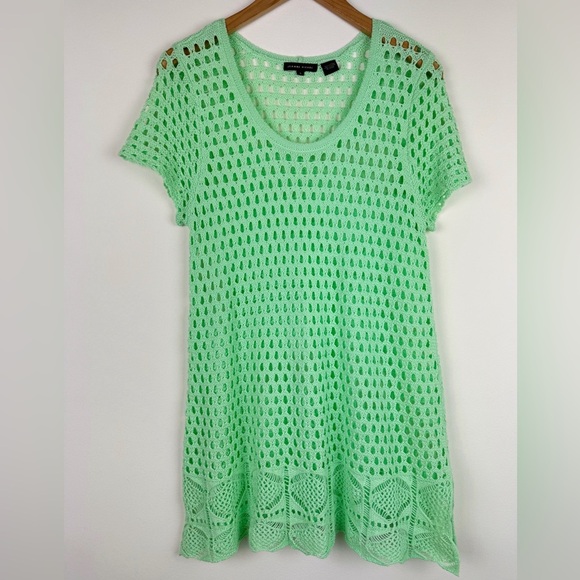 Jeanne Pierre Mint Green Open-Knit Tunic Dress - Picture 1 of 8